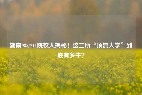 湖南985/211院校大揭秘!这三所“顶流大学”到底有多牛?