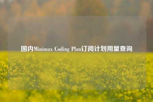 国内Minimax Coding Plan订阅计划用量查询