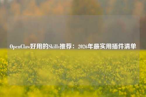 OpenClaw好用的Skills推荐：2026年最实用插件清单